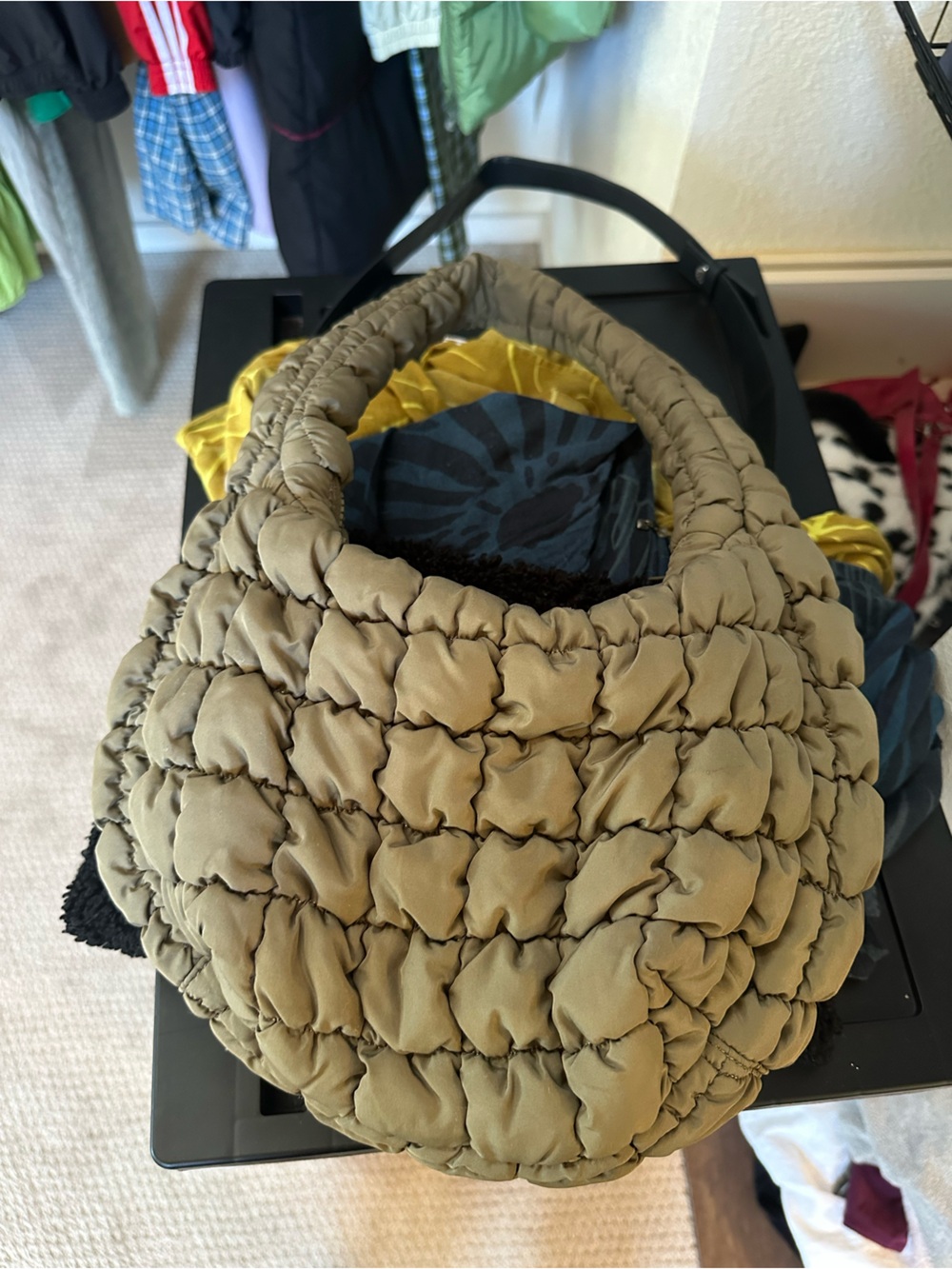 COS Olive Quilted Puffer Bag and Simon Miller Bag